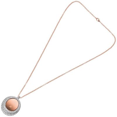 Necklace in rose gold and rhodium-plated bronze