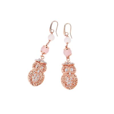 Boucles d'oreilles Bronze Or Rose Avec Argent Glit, Agate