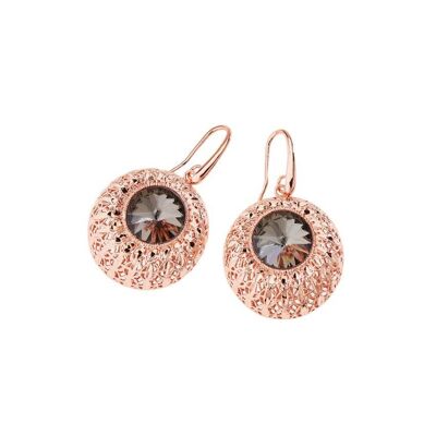 Earrings Bronze Rose Gold W/Glitter Silver.Rhinestones