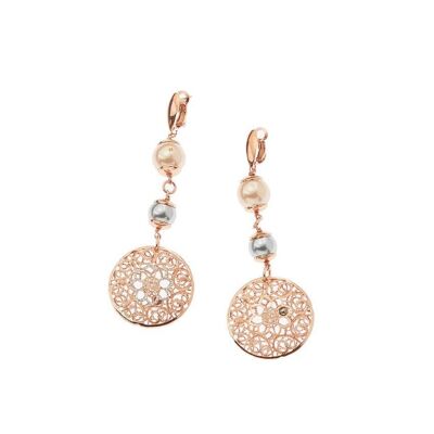 Bronze Earrings With Bijoux Pearls