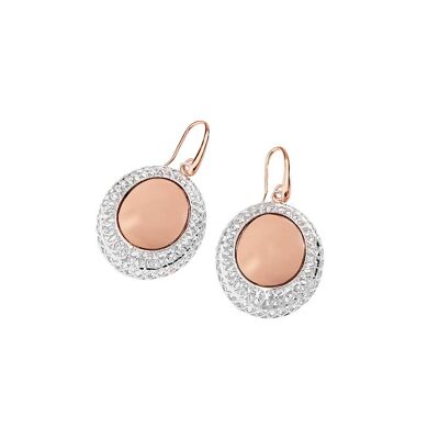 Earrings in rose gold and rhodium-plated bronze
