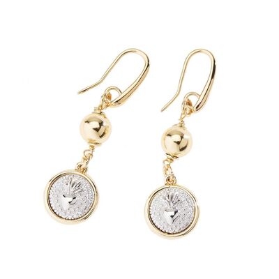 Earrings in rhodium-plated and gold-plated bronze