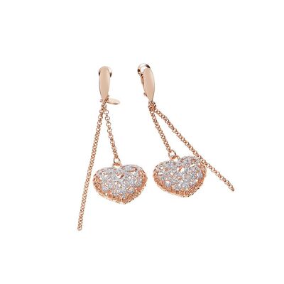 Pink Bronze Earrings With Glitter