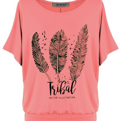 Van Der Rich ® - Übergroßes bedrucktes T-Shirt mit Fledermausärmeln - Damen