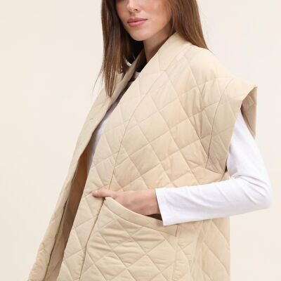 Beige quilted sleeveless jacket
