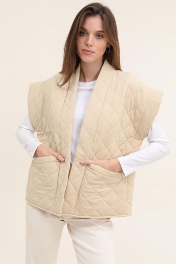 Veste sans manche matelassée Beige 3