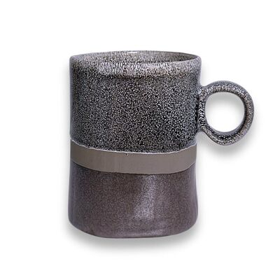 Tasse à thé "Miham", gris/cuivre, grès - 360ml