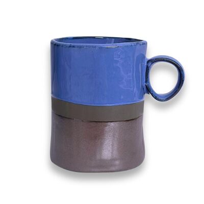 Taza de té "Miham", azul/cobre, loza de barro - 360ml