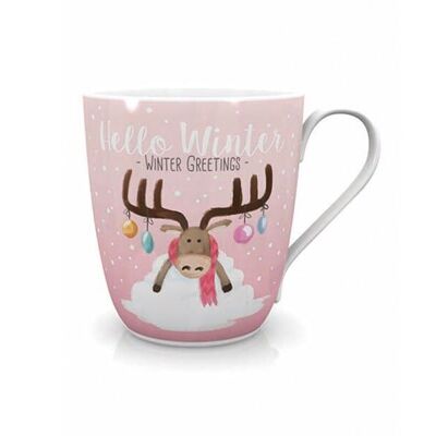 Christmas cup tea mug "Karl" pink - 350ml