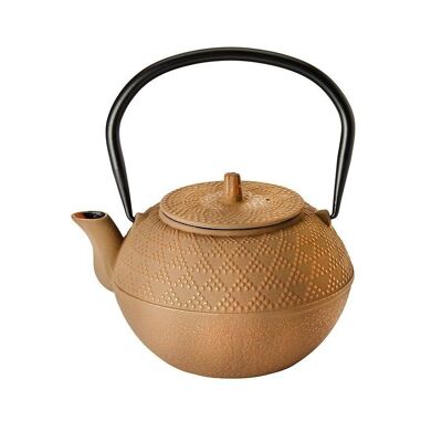 Teapot "Shaoxi", mocha/gold, cast iron with stainless steel filter - 1100ml