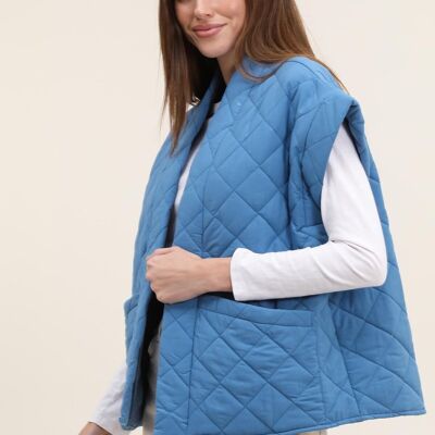 Quilted sleeveless jacket Blue