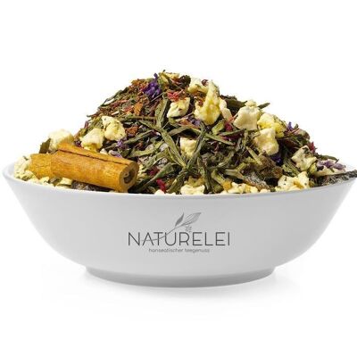 Ciruela / Canela - mezcla de té verde / té de frutas con sabor natural - 100 g