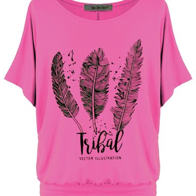 Van Der Rich ® - Übergroßes bedrucktes T-Shirt mit Fledermausärmeln - Damen