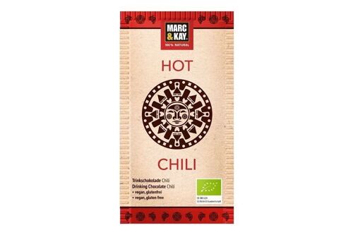 Marc & Kay Bio Trinkschokolade Chili - Hot Chili - Tassenportion - 10 Stück