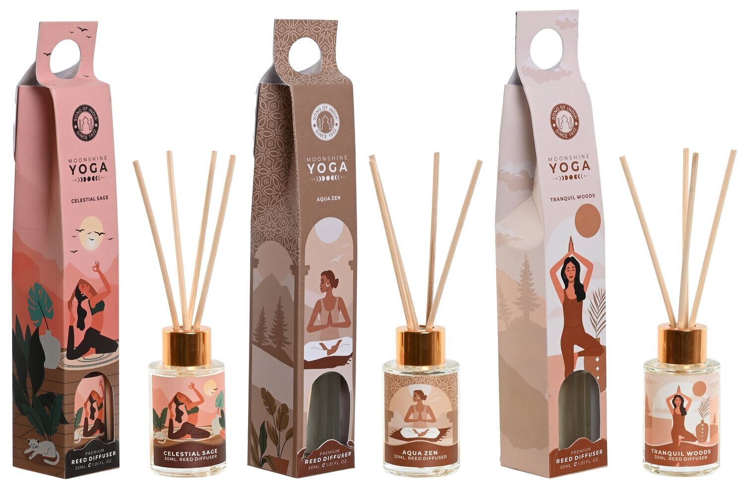 DEODORANTE PER AMBIENTI IN VETRO MIKADO 3X3X22 30 ML, YOGA 3 SU DA212905