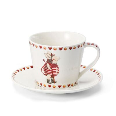 Taza de té y platillo "Teufelchen", New Bone China en caja de regalo - 300ml