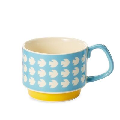 Tea mug "Palle", blue/yellow, New Bone China, stackable - 340ml