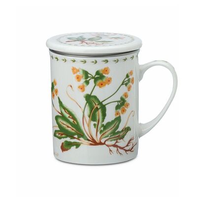 Taza de té de hierbas "Primrose", porcelana, 3 uds. con tamiz de acero inoxidable - 250ml
