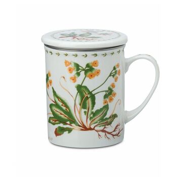 Tasse à tisane "Primrose", porcelaine, 3 pcs. avec tamis en inox - 250ml 1