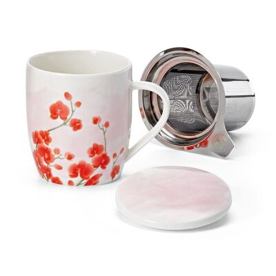 Herbal tea cup "Orchid", New Bone China, 3 pcs. in gift box - 320ml
