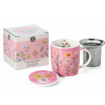 Kräuterteetasse "Blumenwiese", New Bone China, 3-tlg. in Geschenkbox - 320ml