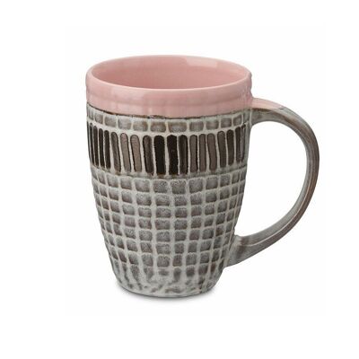 Taza de té XXL "Tairu", rosa, loza de barro - 450ml