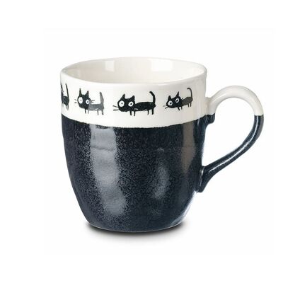 Tea mug "Coal Kitten", black, Japanese stoneware - 250ml