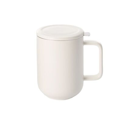 Herbal tea cup "White", white, New Bone China, with stainless steel strainer - 450ml