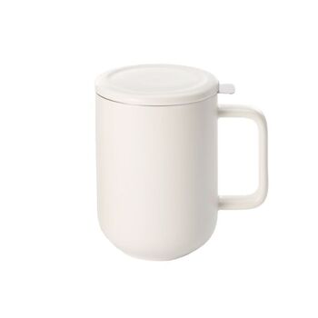 Tasse à tisane "White", blanche, New Bone China, avec passoire en acier inoxydable - 450ml