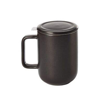 Herbal tea cup "Black", black, New Bone China, with stainless steel strainer - 450ml
