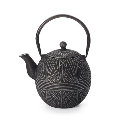 Teapot "Datong", black, cast iron with stainless steel filter - 850ml