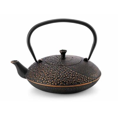 Teapot "Flower", black/copper, cast iron with stainless steel filter - 1100ml