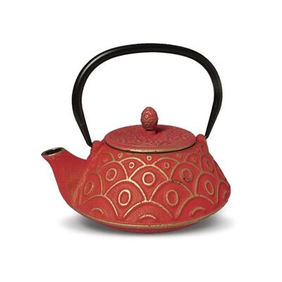 Teapot "Benxi", red/gold, cast iron with stainless steel filter - 800ml