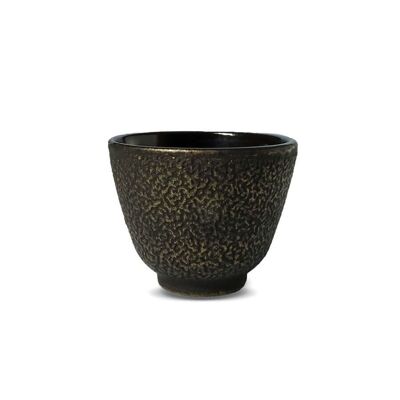 Tea cup "Lushan", black/gold, enamelled cast iron - 100ml