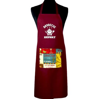 Apron, "Barbecue expert" burgundy