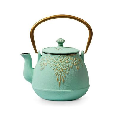 Teapot "Ziyi", turquoise/gold, cast iron with stainless steel filter - 800ml