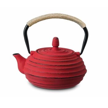 Théière "Sichuan", rouge, en fonte avec filtre en inox - 700ml