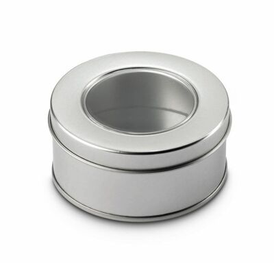 Caja para té "Silver Circle" - redonda y con tapa de rosca - 100 g