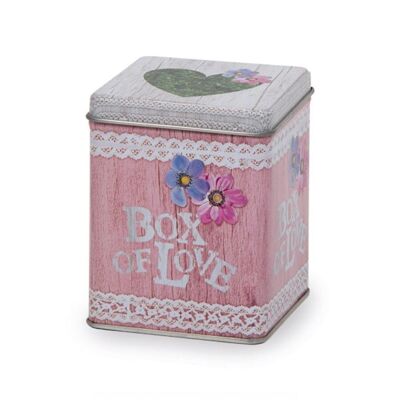 Contenitore per il tè "Box of Love" - ​​con coperchio scorrevole - vario. Dimensioni: 100 g