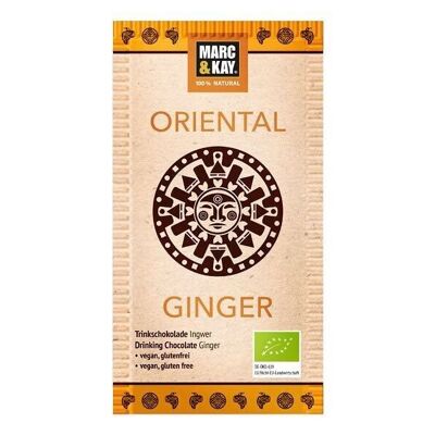 Marc & Kay chocolate para beber orgánico jengibre - Oriental Ginger - porción de taza - 10 piezas