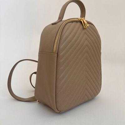 Leather backpack 'Kaylie' - Taupe