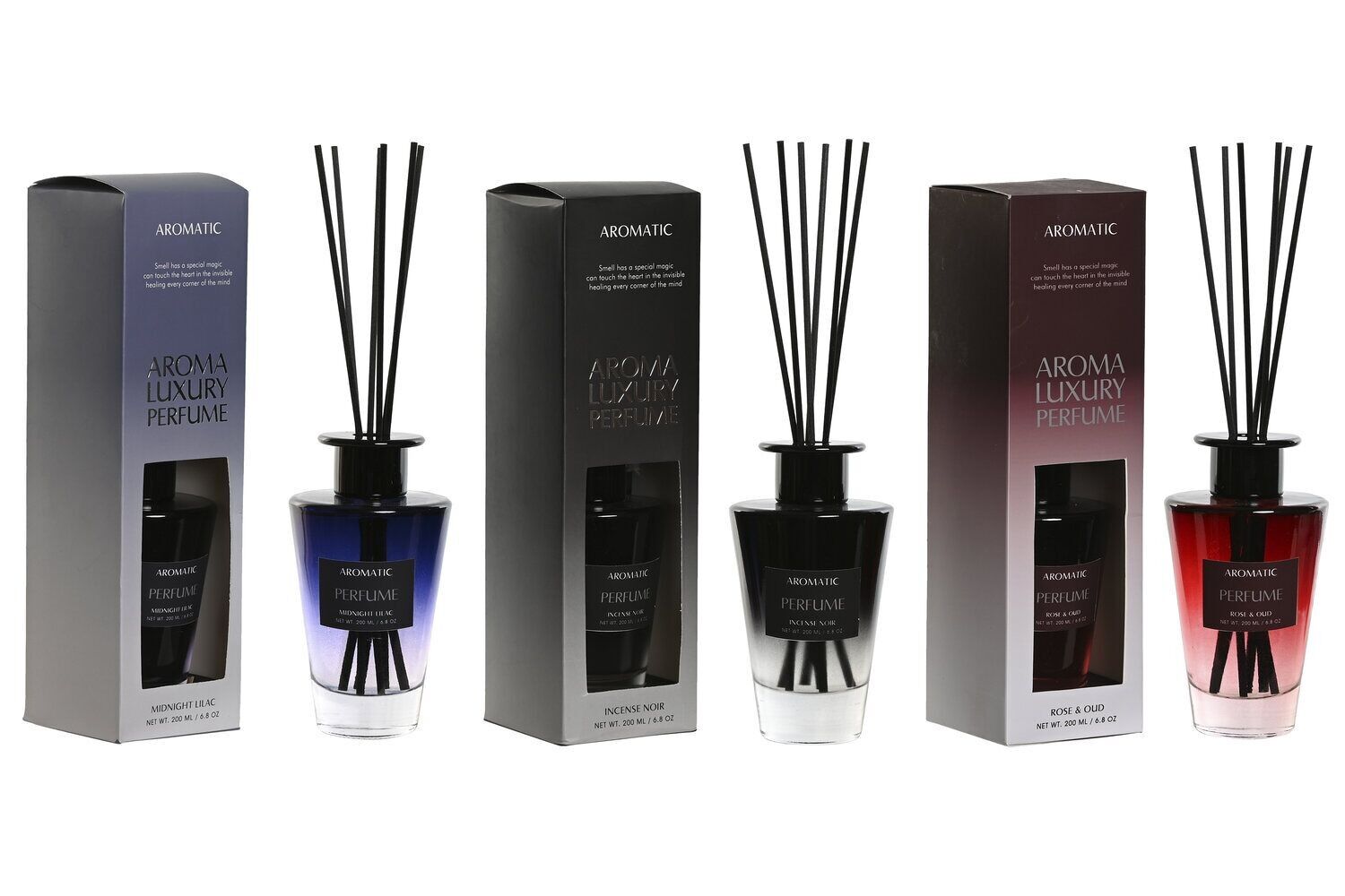 DEODORANTE PER AMBIENTI IN VETRO MIKADO 7X7X13 200 ML, LUSSO 3 DA213125