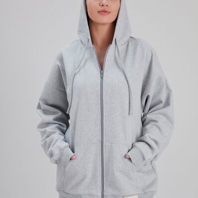 Eco light grey zip-up hoodie