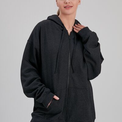 Eco charcoal zip-up hoodie