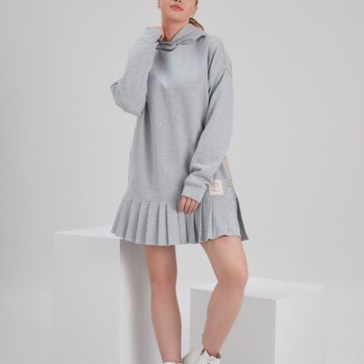 Eco tiered fleece dress - light grey
