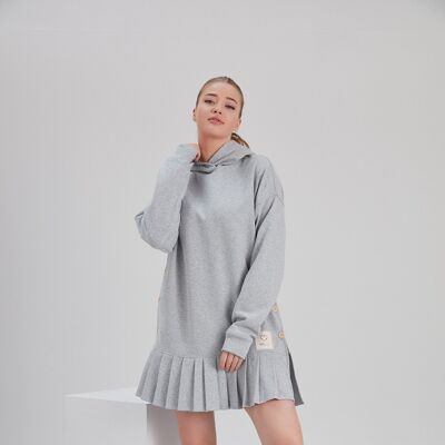 Eco tiered fleece dress - light grey
