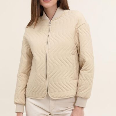 Beige quilted bomber jacket