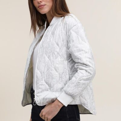 Marbled SILVER quilted bomber jacket