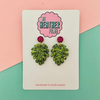 Cheese Leaf Glitter Earrings