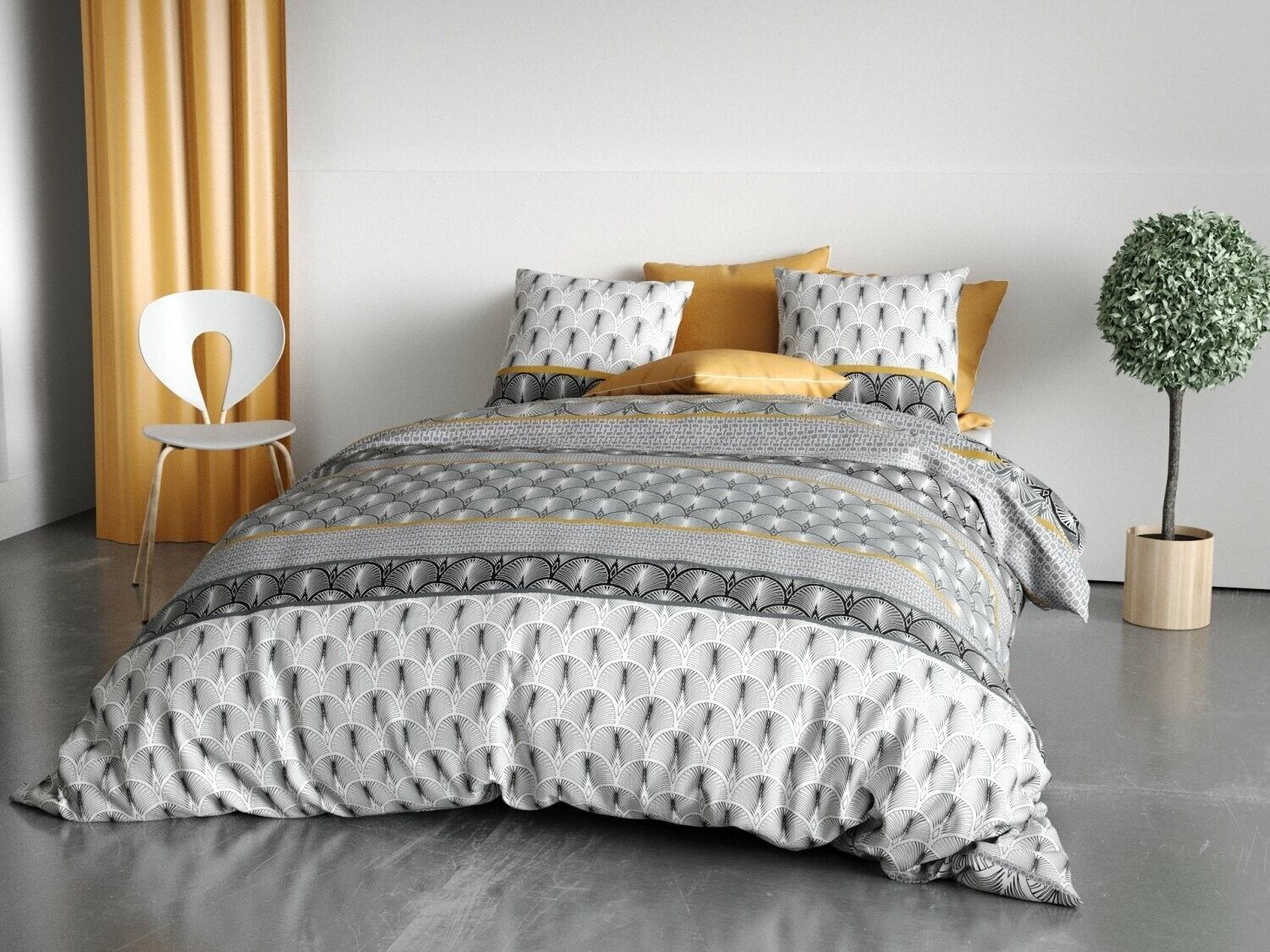 PARURE HOUSSE DE COUETTE 3PCS 240X220CM 100%COTON CLASSIQUE 57FILS SAKIGOLD